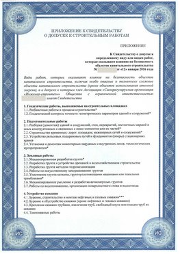 Приложение к свидетельству о допуске к строительным работам Гусиноозерск СРО в строительстве